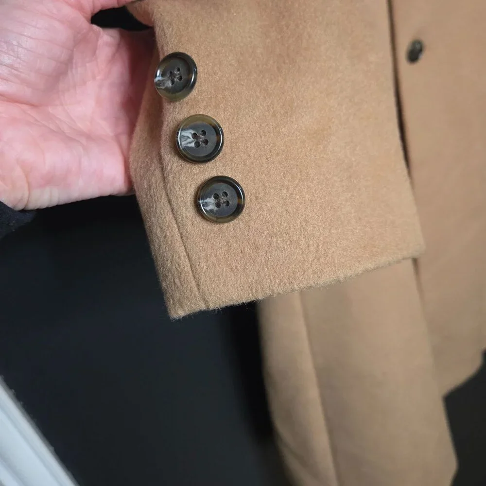 Bert Pulitzer‎ Mens Camel Wool Cashmere Blend Overcoat R50 Trench Coat Old Money